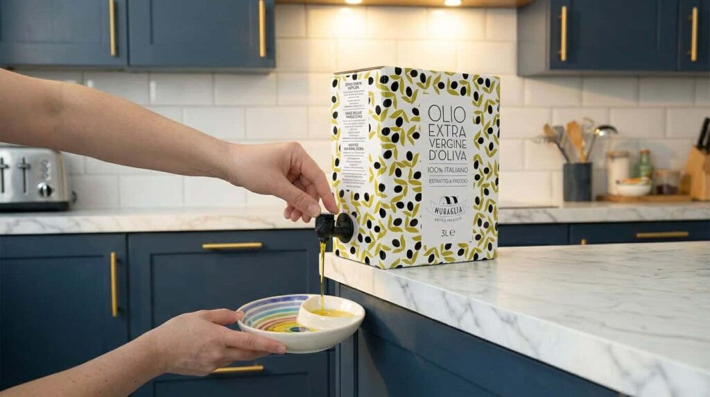 Dettaglio rubinetto bag in box, olio extravergine senza ossidazione